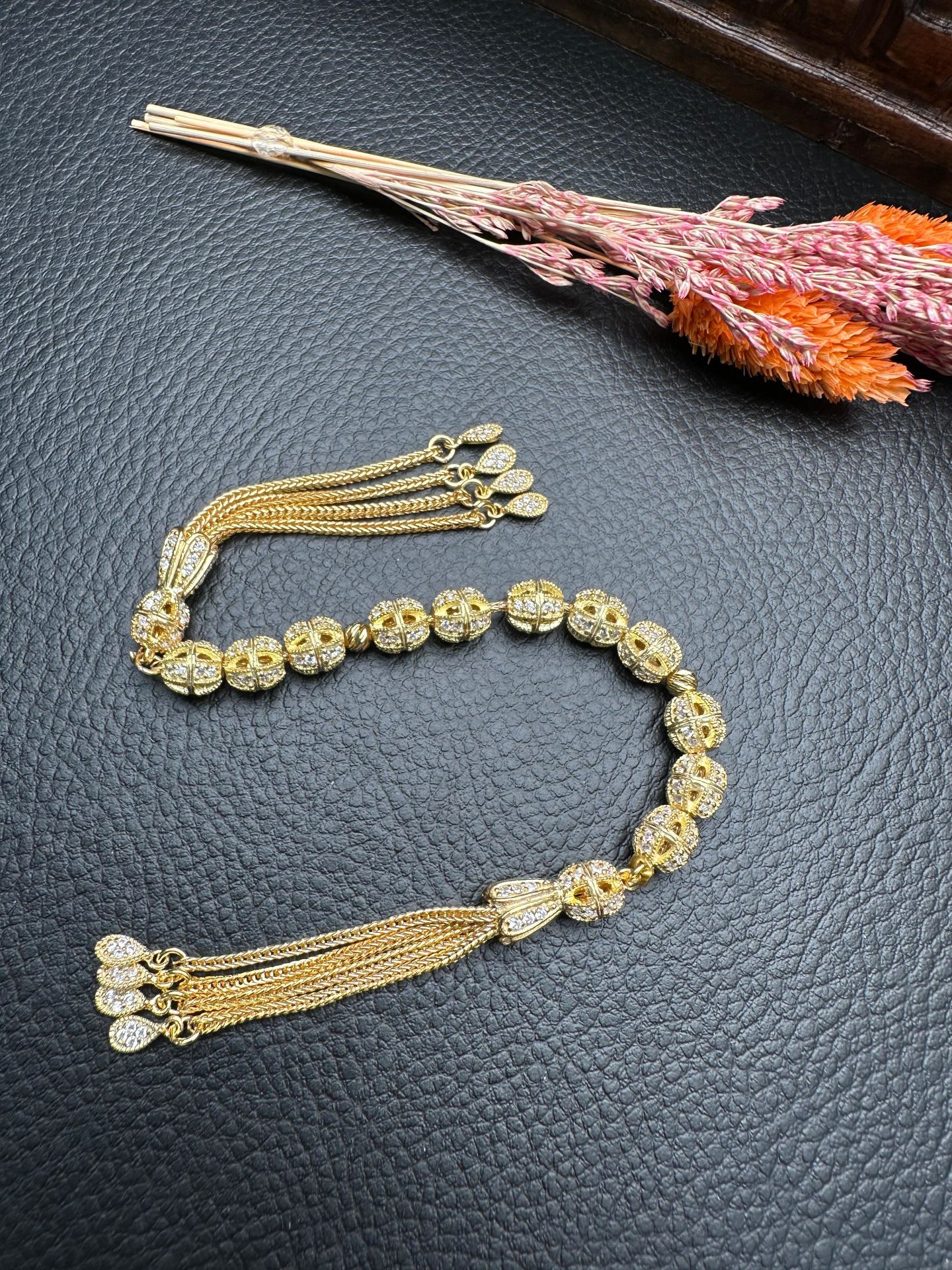 Gold Renk Özel Tasarım Zaza Gümüş Tesbih