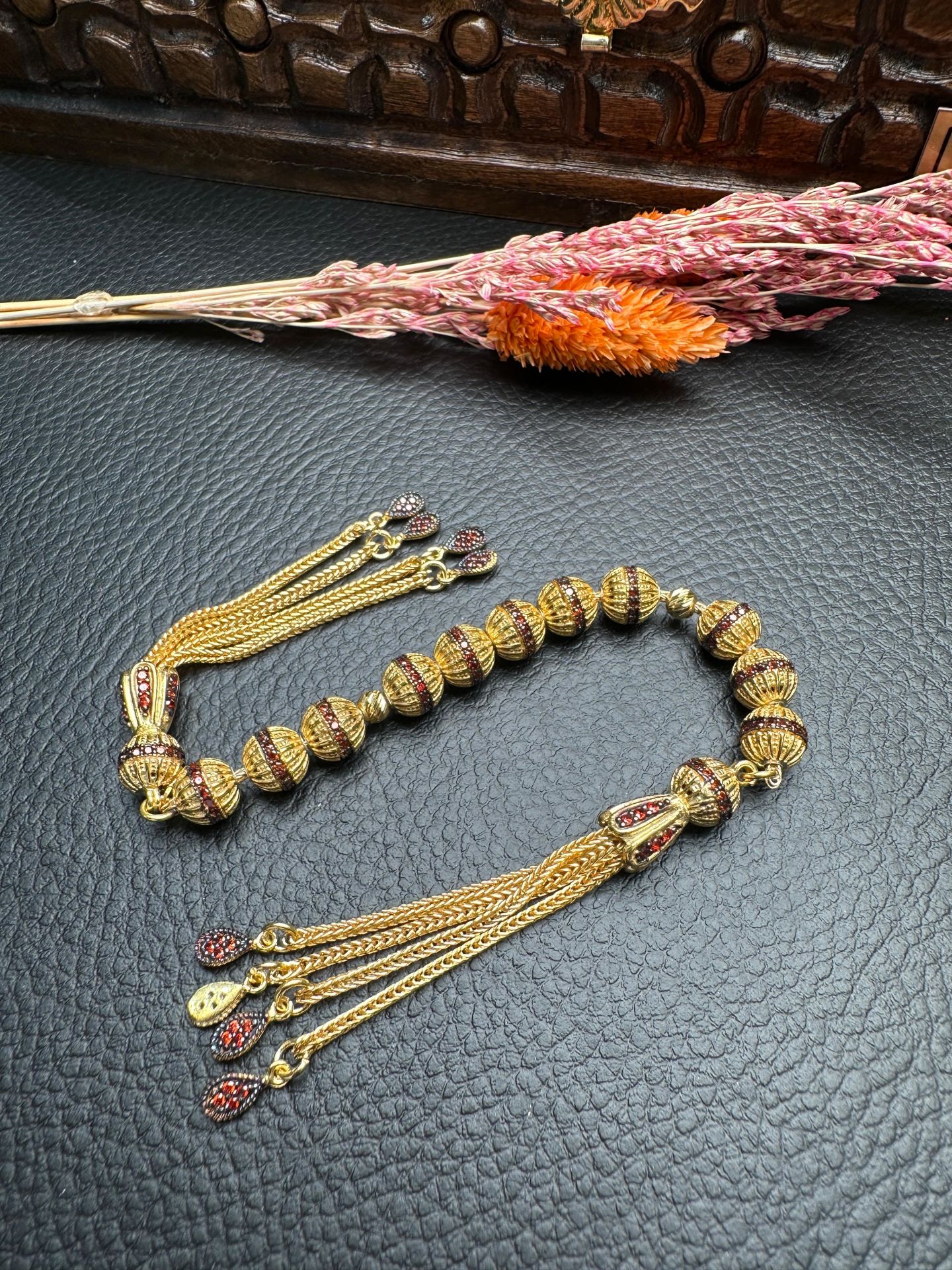 Gold Renk Özel Tasarım Zaza Gümüş Tesbih