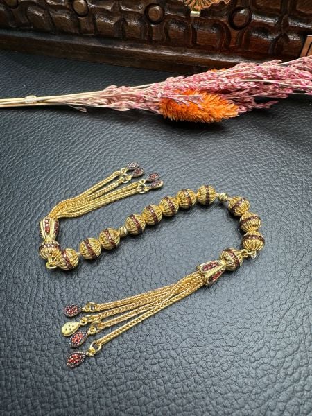 Gold Renk Özel Tasarım Zaza Gümüş Tesbih