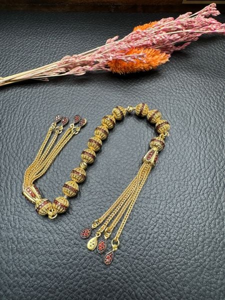 Gold Renk Özel Tasarım Zaza Gümüş Tesbih