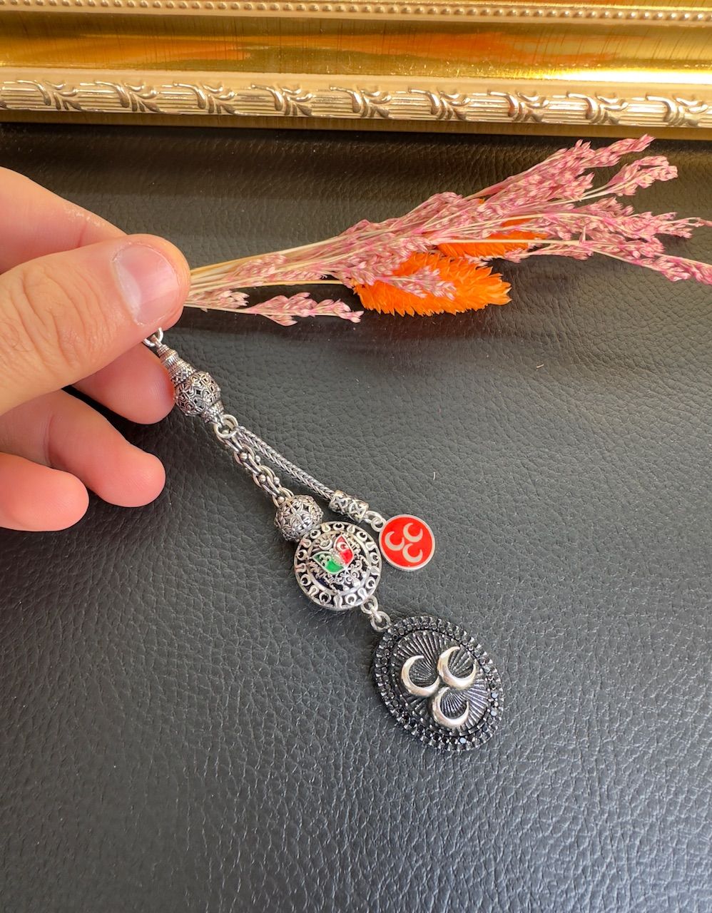 Üç Hilal Ve Osmanlı Tuğra Özel Tasarım Gümüş Püskül