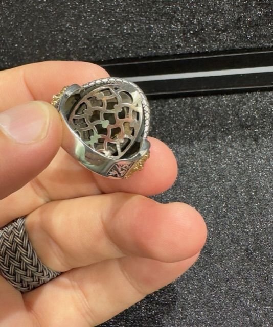 Kalem İşçilikli Zultanit Taşı 925 Ayar Gümüş Erkek Yüzük