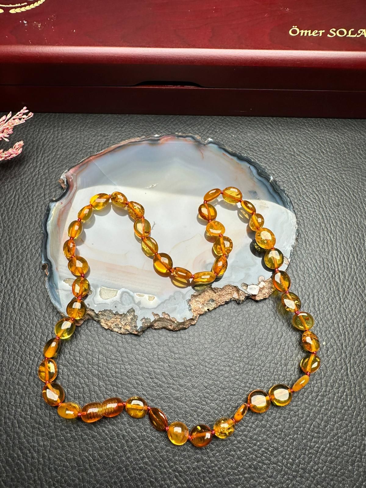 Damla Kehribar Yetişkin Kolye