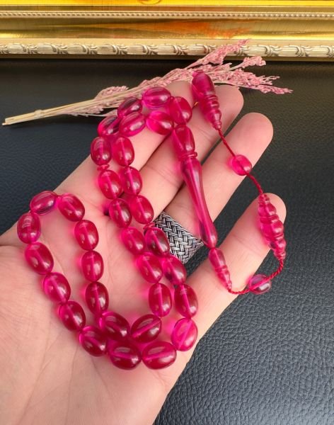 Kapsül Model Pembe Renk Ateş Kehribar Tesbih