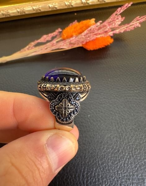 Mavi Renk Zirkon Taşlı Gümüş Yüzük