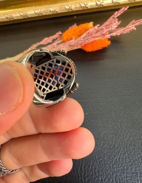 Mavi Renk Zirkon Taşlı Gümüş Yüzük