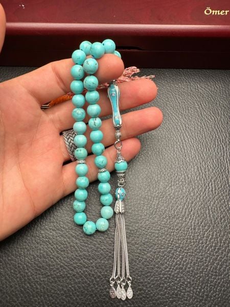 Küre Model Orijnal Doğal Turkuaz Taşı Tesbih