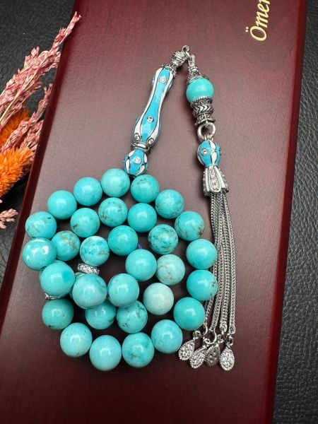 Küre Model Orijnal Doğal Turkuaz Taşı Tesbih