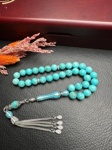 Küre Model Orijnal Doğal Turkuaz Taşı Tesbih