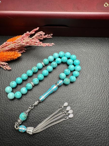 Küre Model Orijnal Doğal Turkuaz Taşı Tesbih