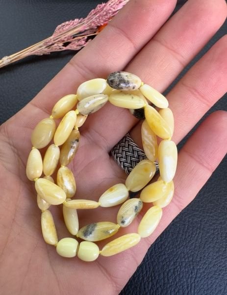 Çakıl Taşı Model Damla Kehribar Yetişkin Kolye