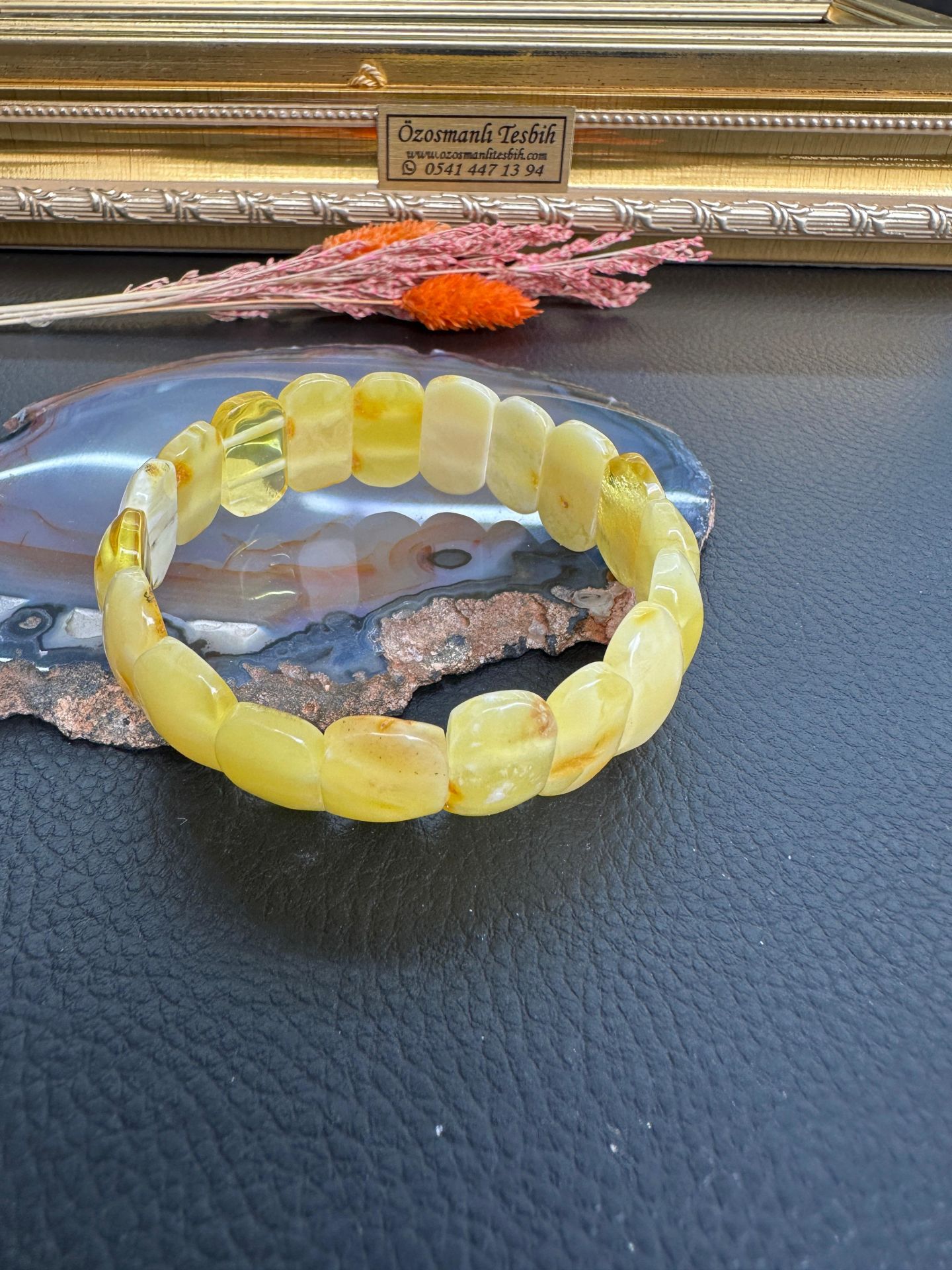 Rolex Model Damla Kehribar Bileklik