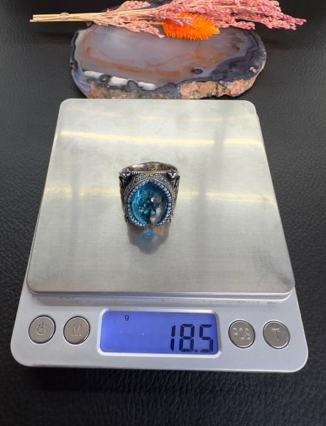 Akuamarin Taşlı Gümüş Yüzük