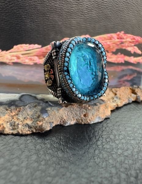 Akuamarin Taşlı Gümüş Yüzük