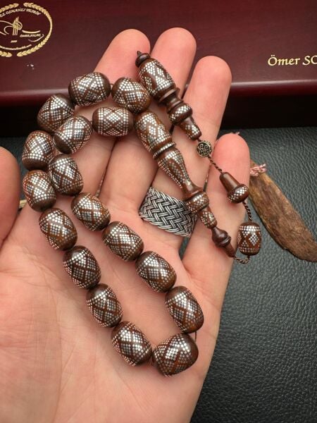 Kapsül Model Maskot Gümüş  İşlemeli Kuka Tesbih