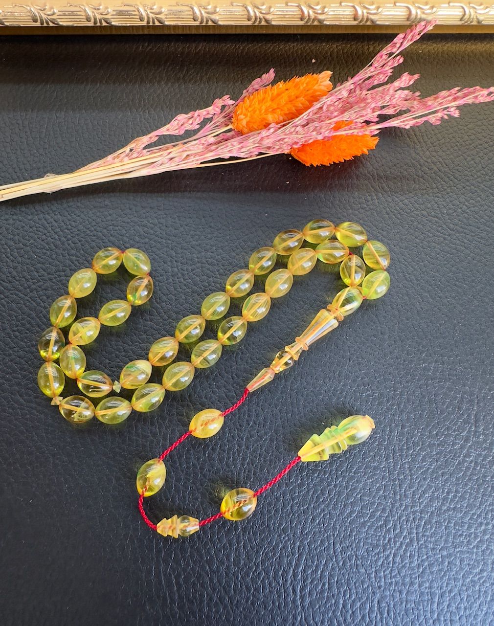 Beyzi Model Yeşil Hareli  Ateş Kehribar Tesbih