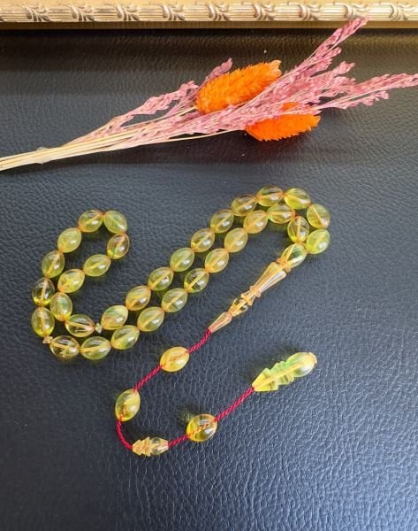 Beyzi Model Yeşil Hareli  Ateş Kehribar Tesbih