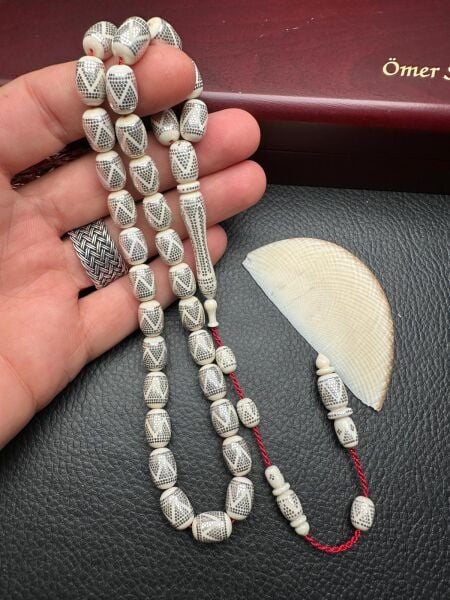 Kapsül Model Gümüş İşlemeli Sistemli Fildişi Tesbih