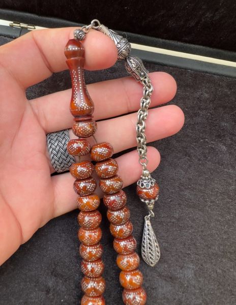 Basık Model 925 Ayar Gümüş İşlemeli  Kuka Tesbih